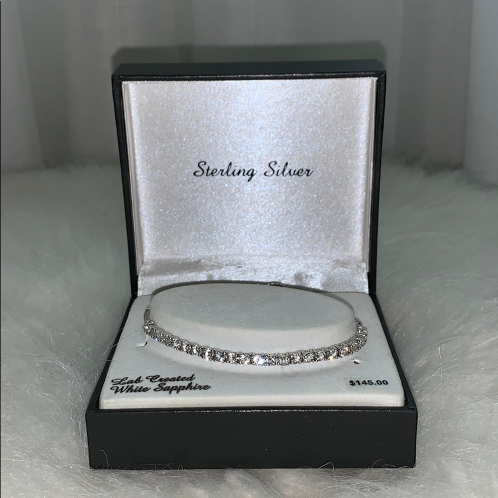 Lab Created Sapphire Bracelet - Sterling Silver